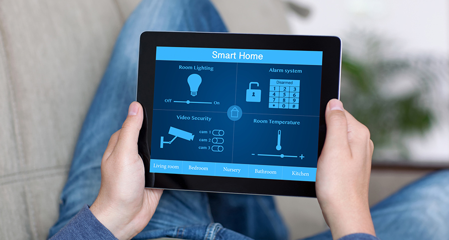 The ability to access and control security components from a mobile device is one of the top smart home trends in Dallas. Close-up of smart home security app.